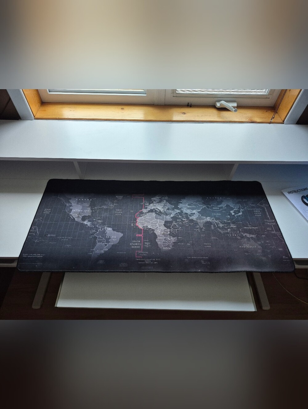 World Map Desk Decor in Black and Gray - 90 X 40 CM